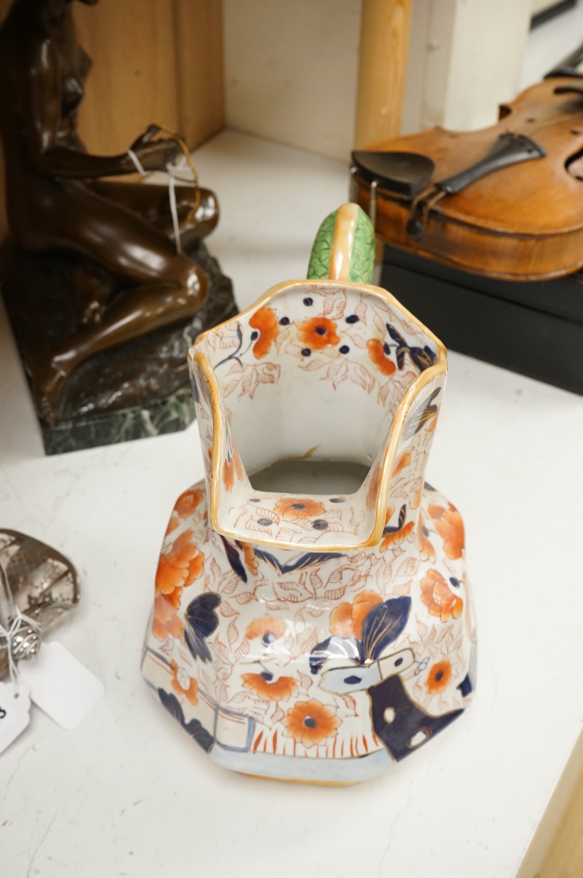 An Ironstone Imari pattern wash jug and basin, 36cm in diameter